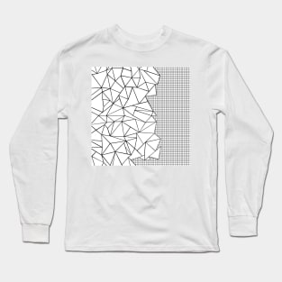 Abstract Outline Grid on Side Long Sleeve T-Shirt